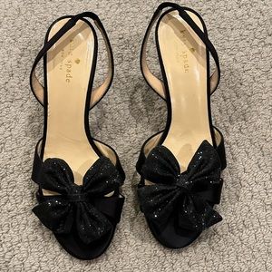 Kate Spade black slingback heels with bow